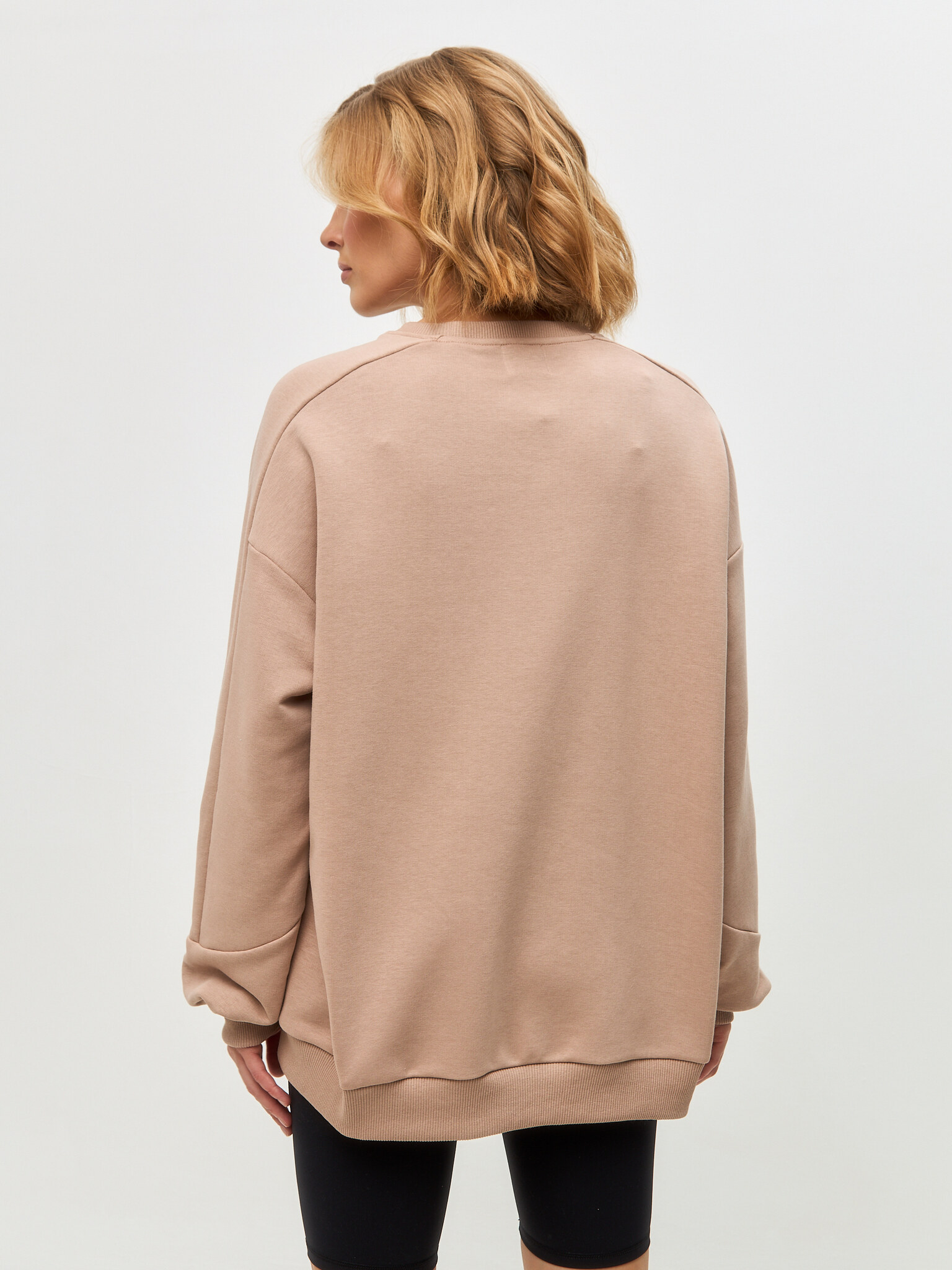 Свитшот бежевый с принтом BSWR