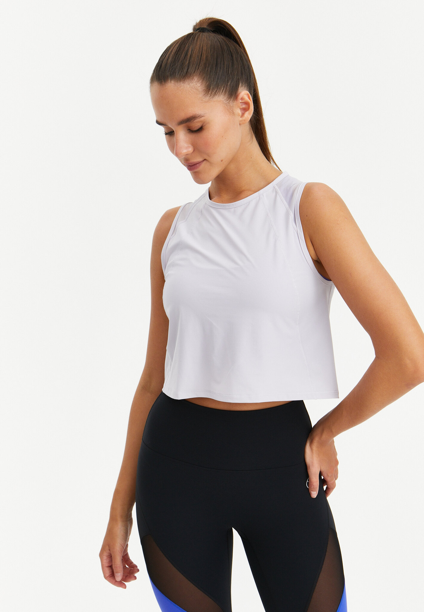 Укороченная майка с сеткой ACTIVE лавандовая