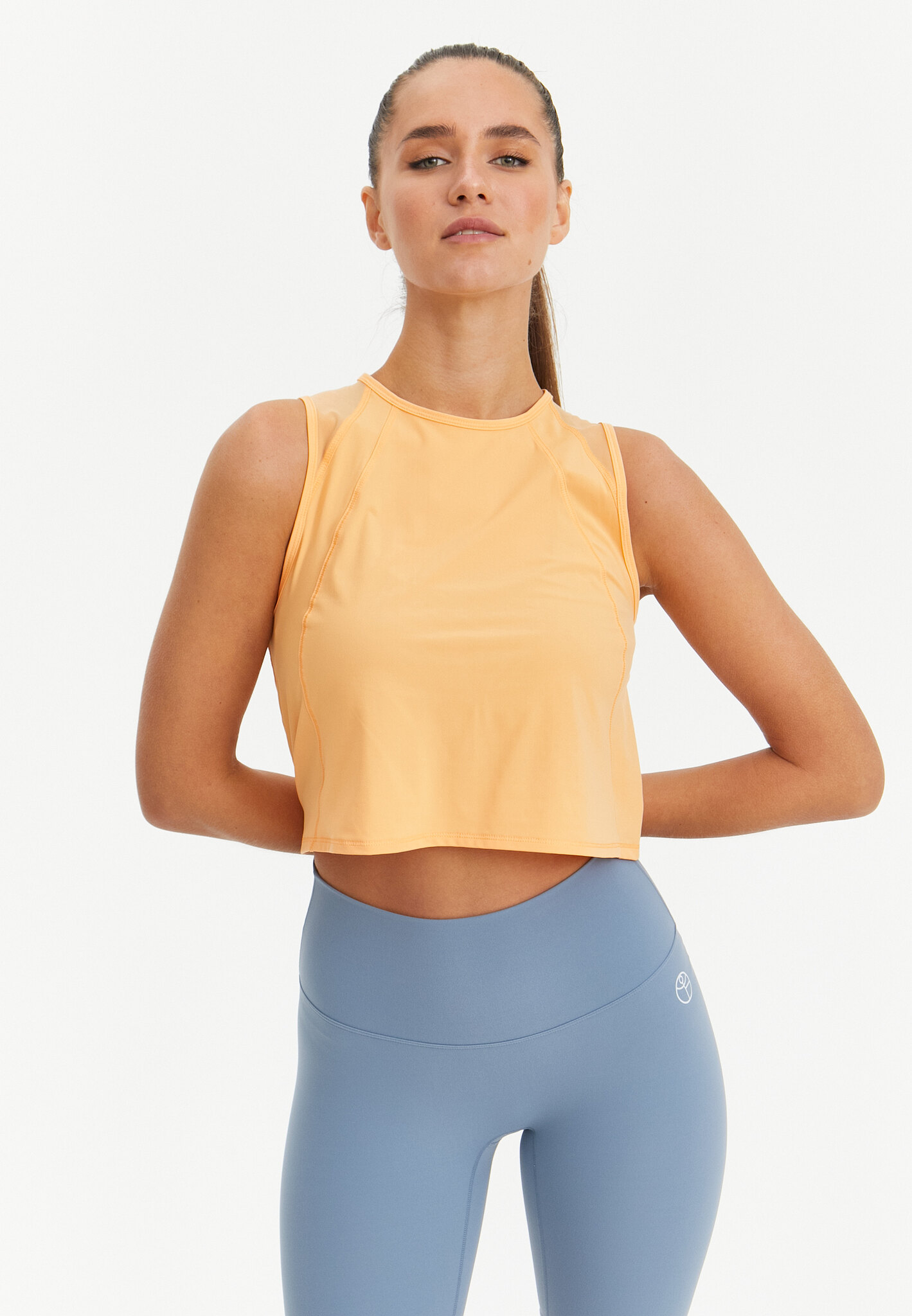 Укороченная майка с сеткой ACTIVE оранжевая