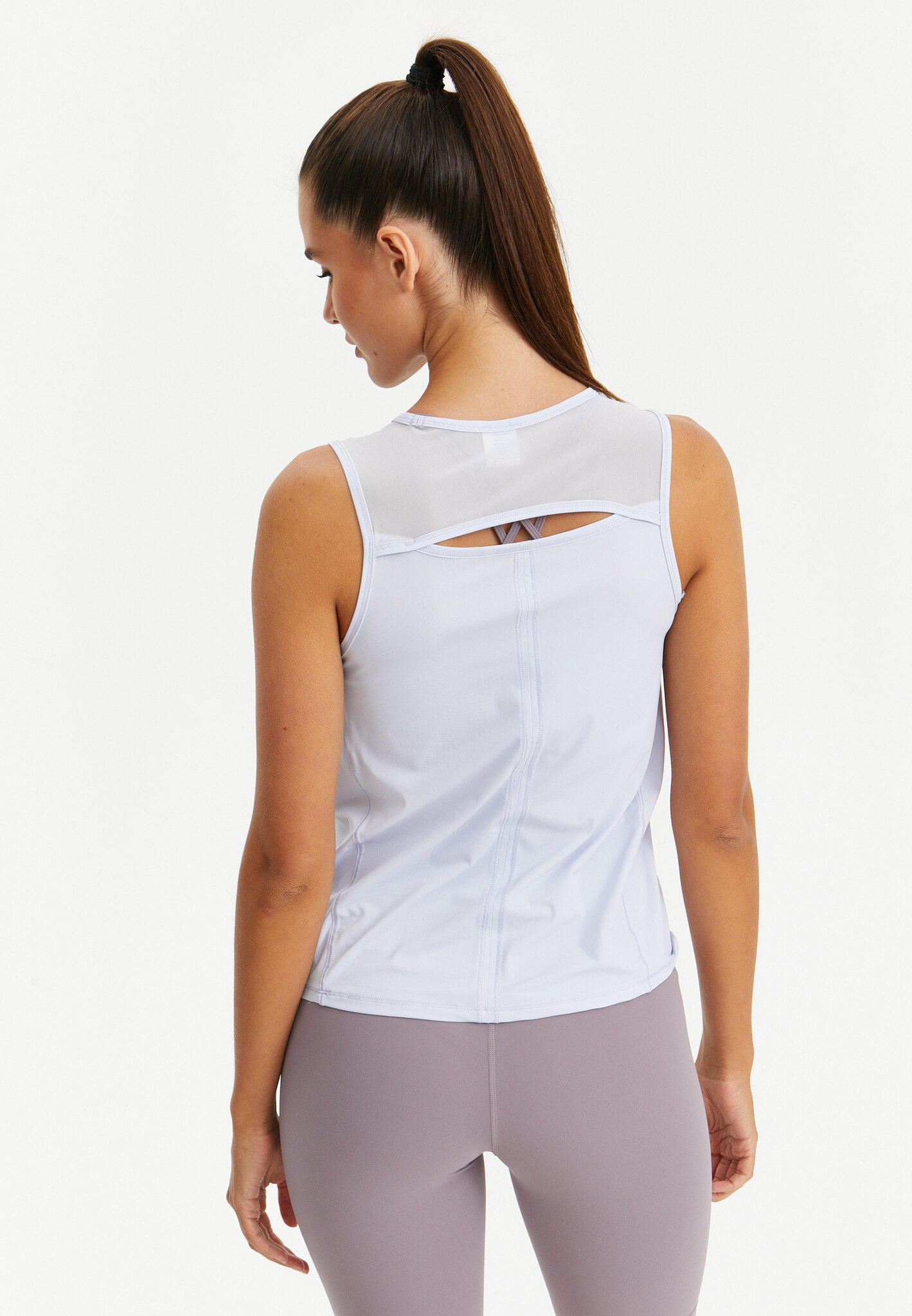 Удлиненная майка с сеткой ACTIVE небесно-голубая