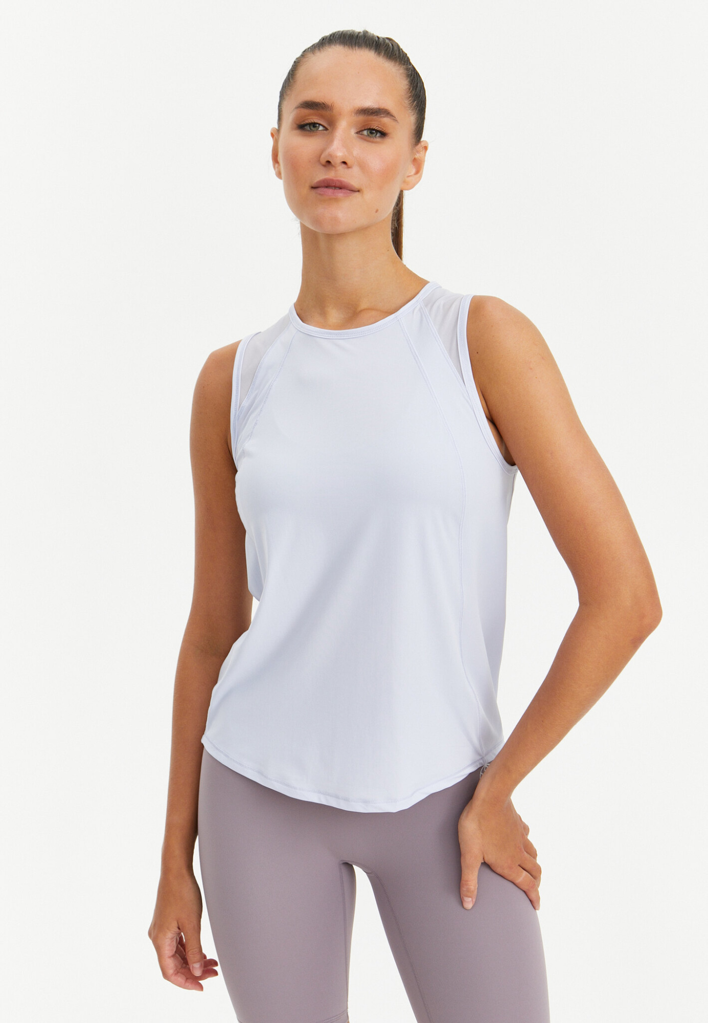 Удлиненная майка с сеткой ACTIVE небесно-голубая