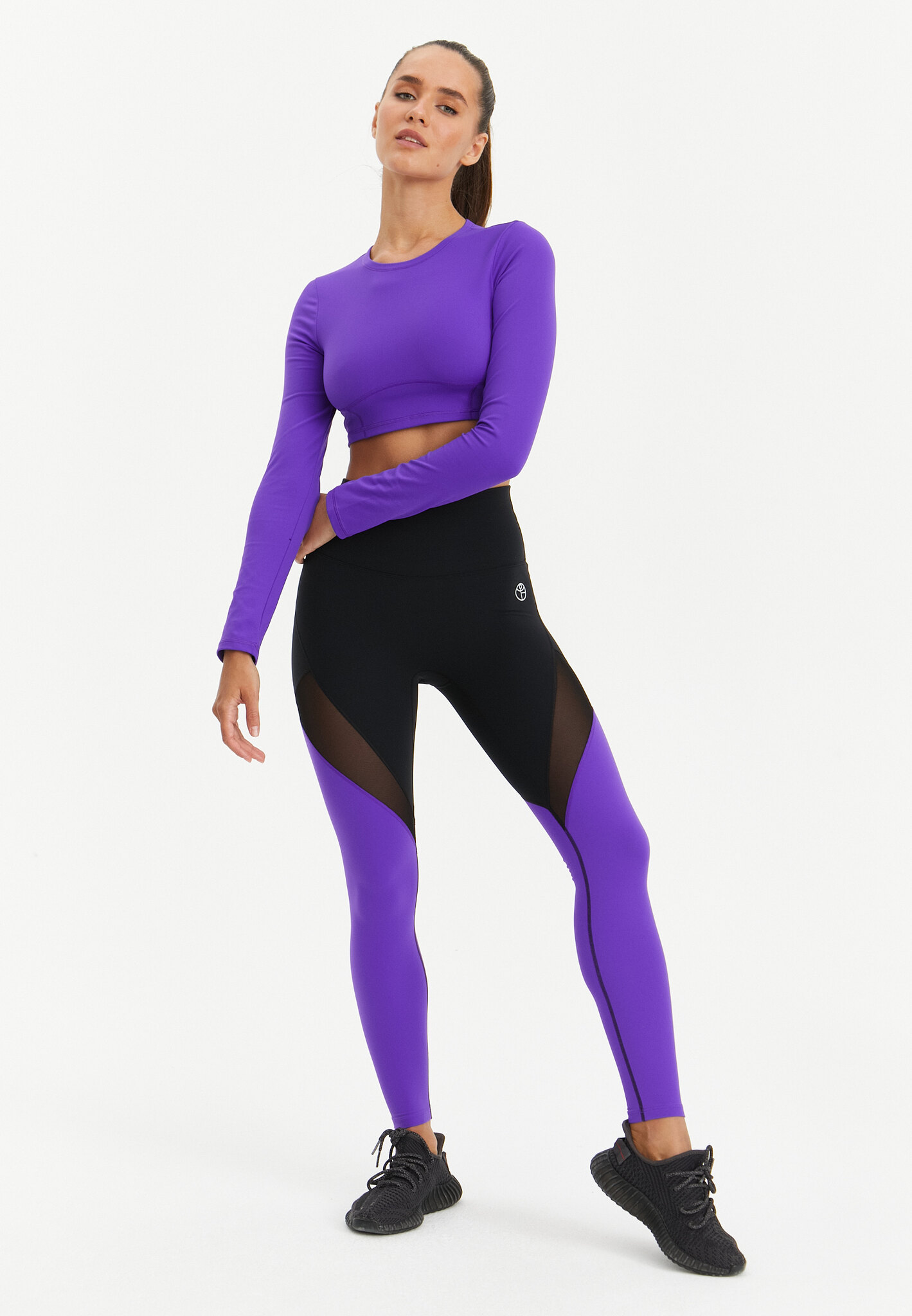 Лосины с сеткой MOTION черный+ультрафиолетовый