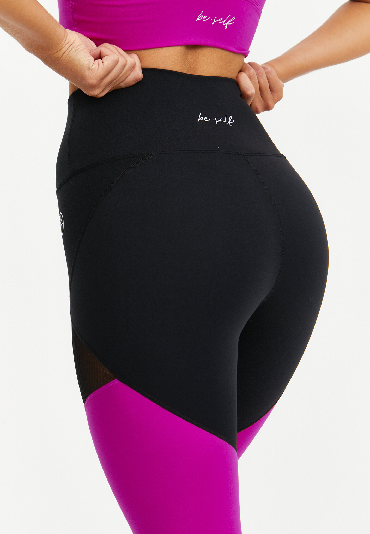 Лосины с сеткой MOTION черный+фуксия