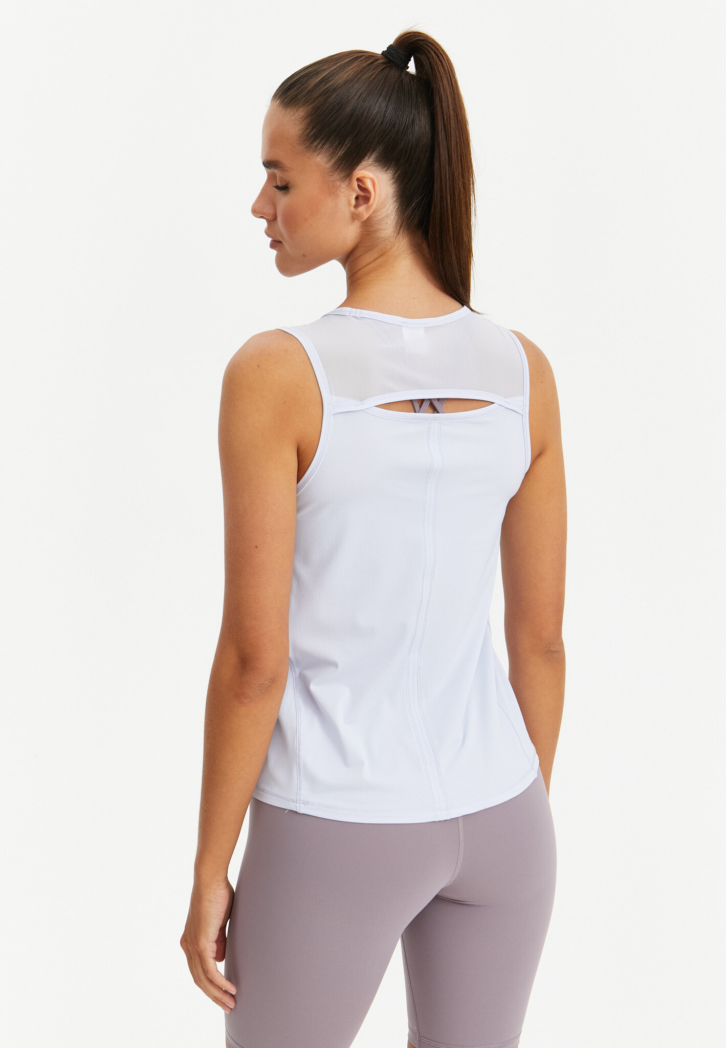 Удлиненная майка с сеткой ACTIVE небесно-голубая