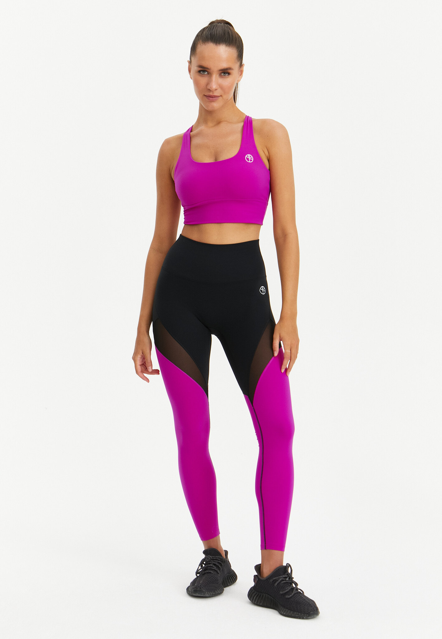 Лосины с сеткой MOTION черный+фуксия