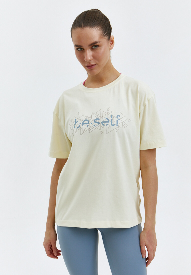 Футболка с геометрическим принтом BeSelf экрю
