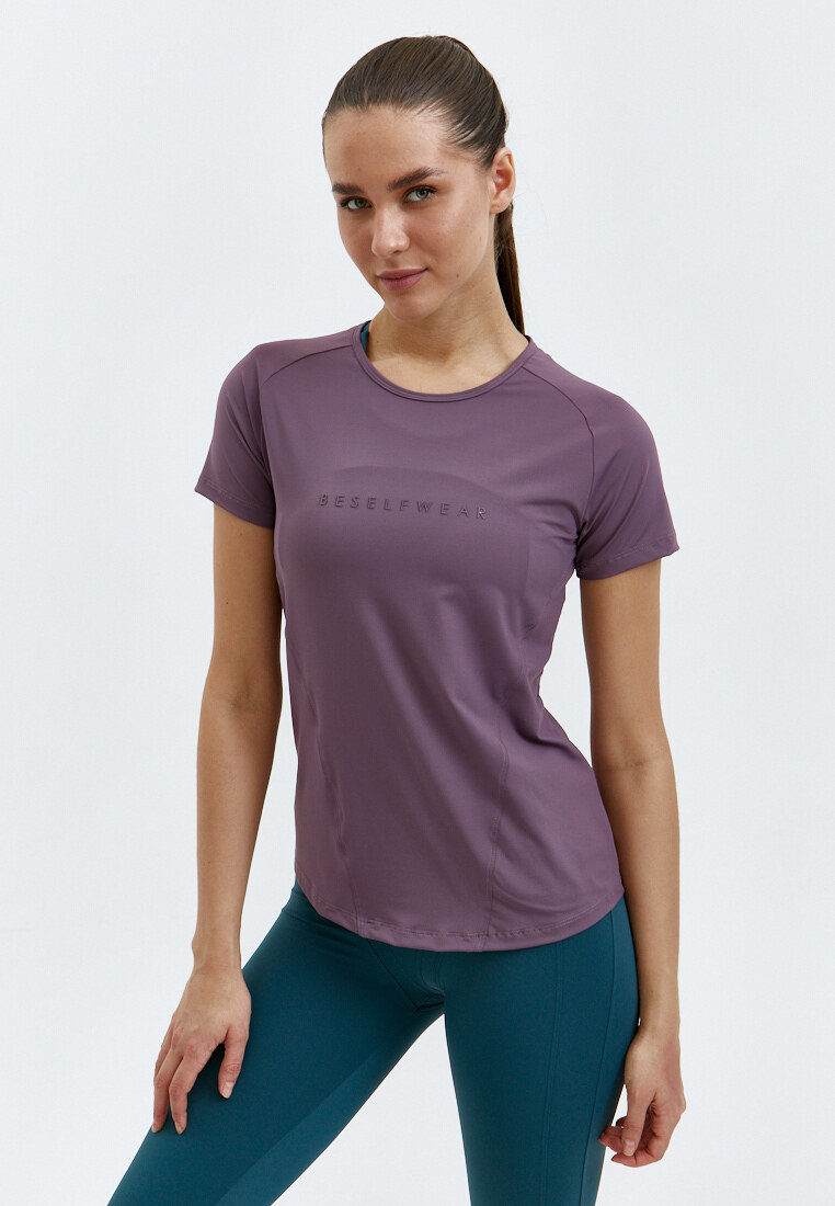 Удлиненная футболка SATIN BASE сливовая