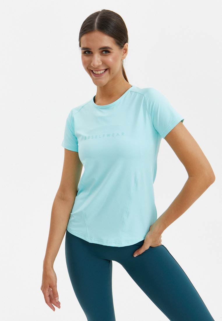 Удлиненная футболка SATIN BASE светло-бирюзовая