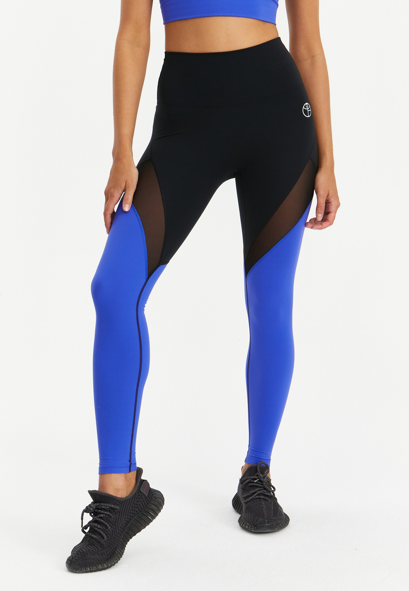 Лосины с сеткой MOTION черные+синий