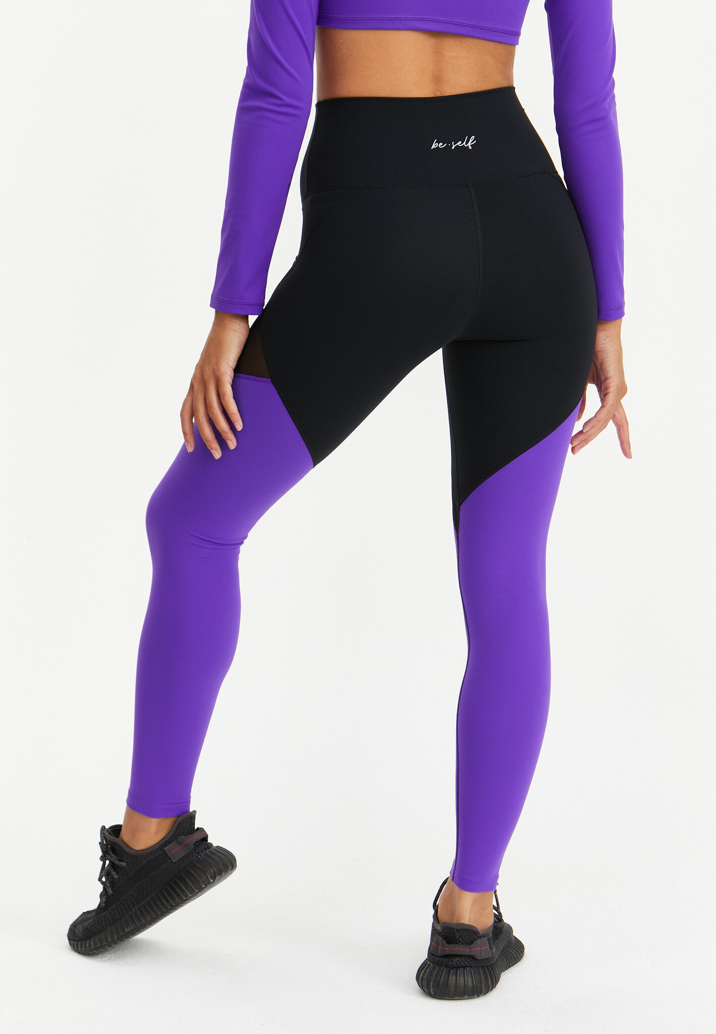 Лосины с сеткой MOTION черный+ультрафиолетовый