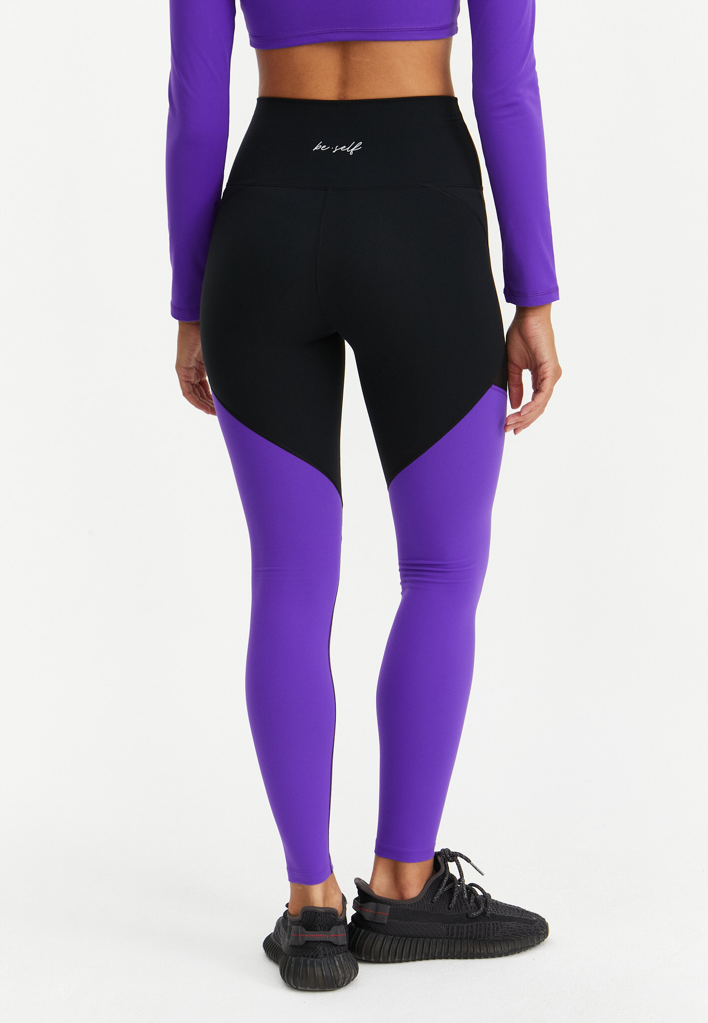 Лосины с сеткой MOTION черный+ультрафиолетовый