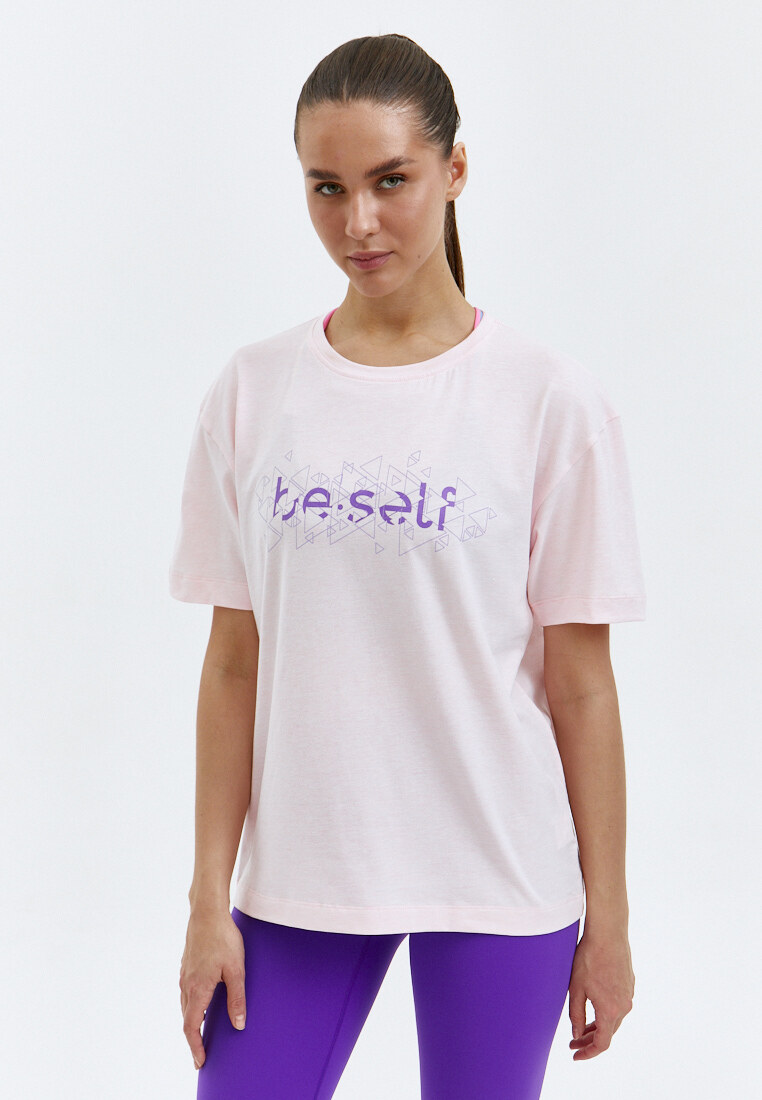Футболка с геометрическим принтом BeSelf розовая