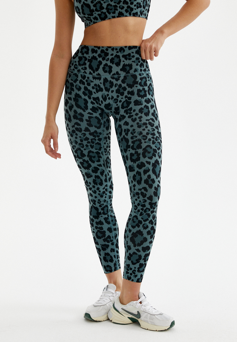 Лосины FAUNA пыльно-зеленый леопард