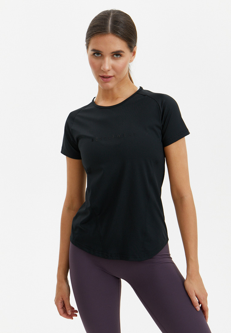 Удлиненная футболка SATIN BASE черная