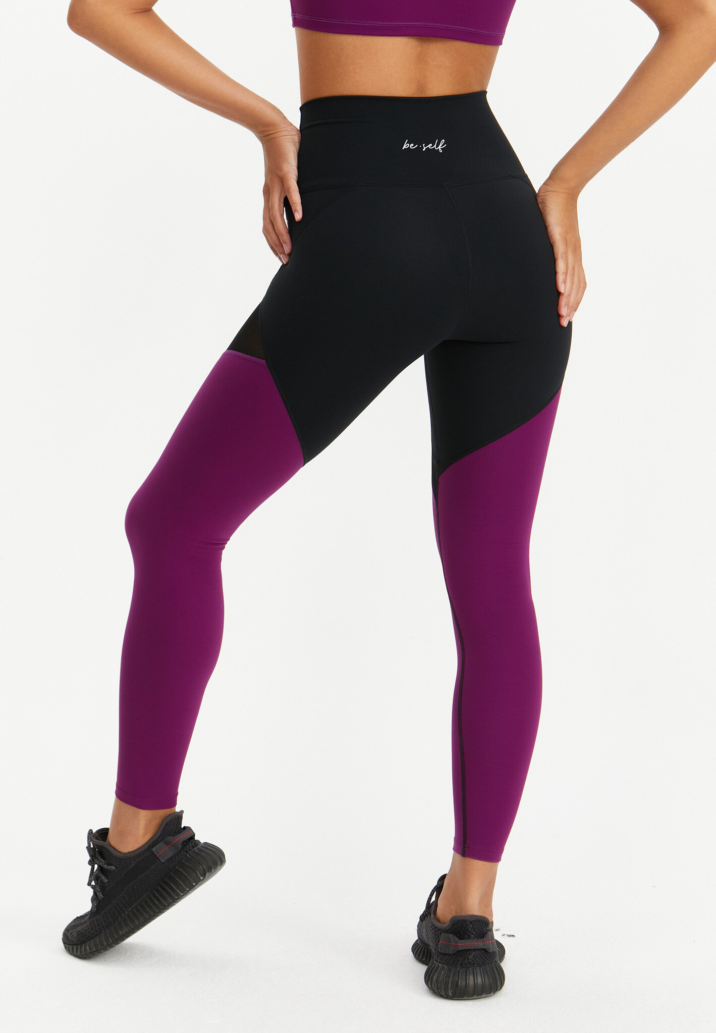 Лосины с сеткой MOTION черный+винный