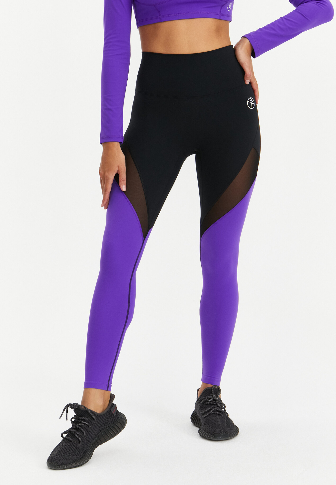 Лосины с сеткой MOTION черный+ультрафиолетовый