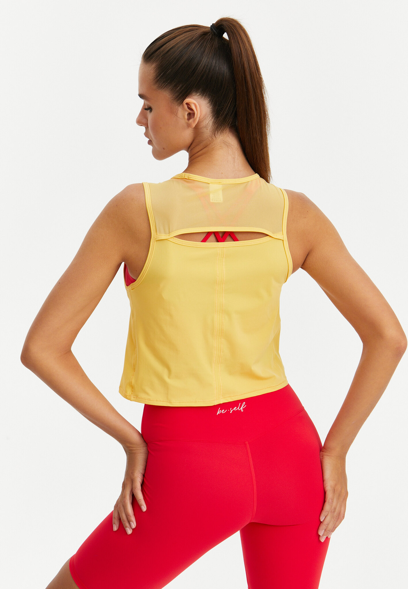 Укороченная майка с сеткой ACTIVE желтая