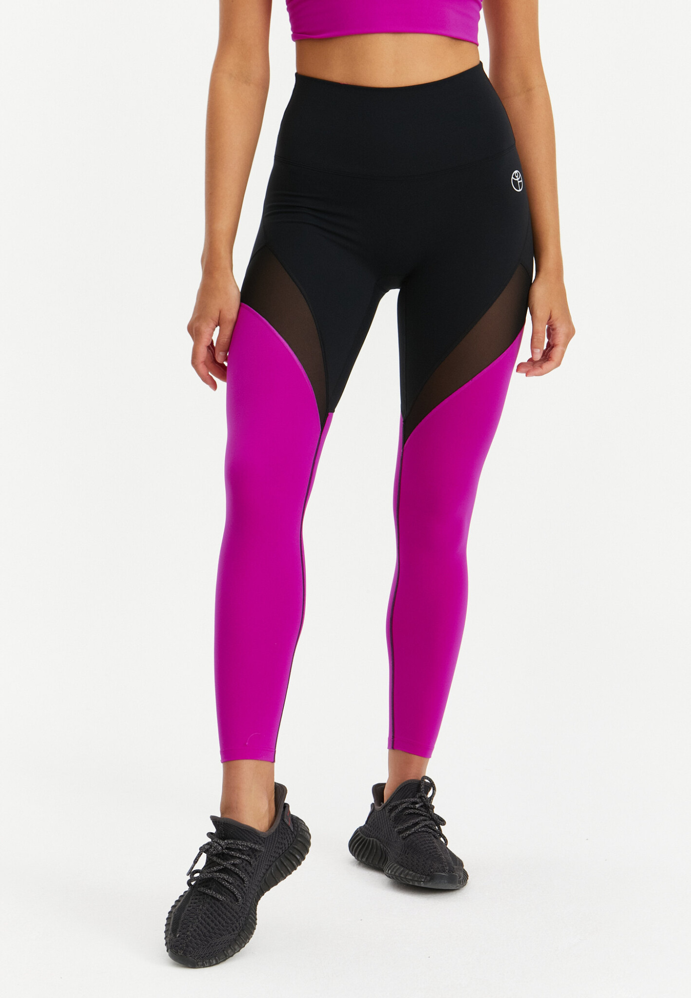 Лосины с сеткой MOTION черный+фуксия