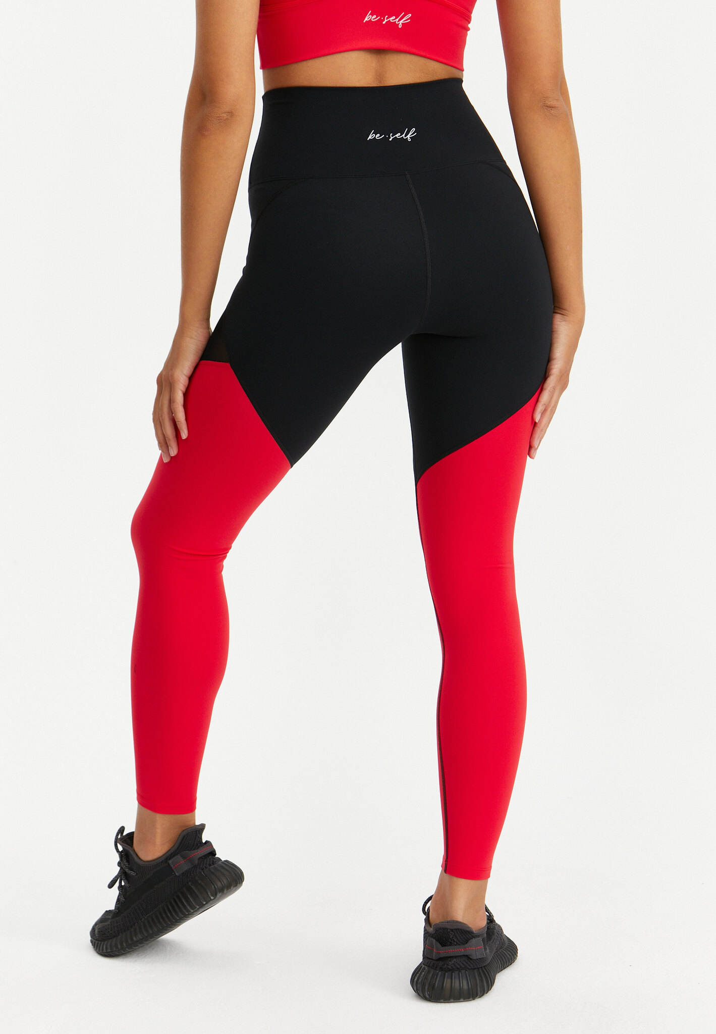 Лосины с сеткой MOTION черный+красный