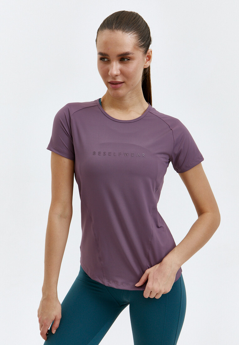 Удлиненная футболка SATIN BASE сливовая