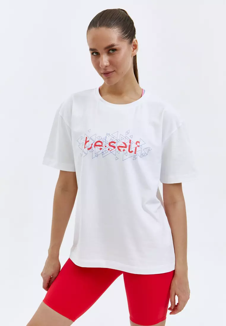 Футболка с геометрическим принтом BeSelf белая