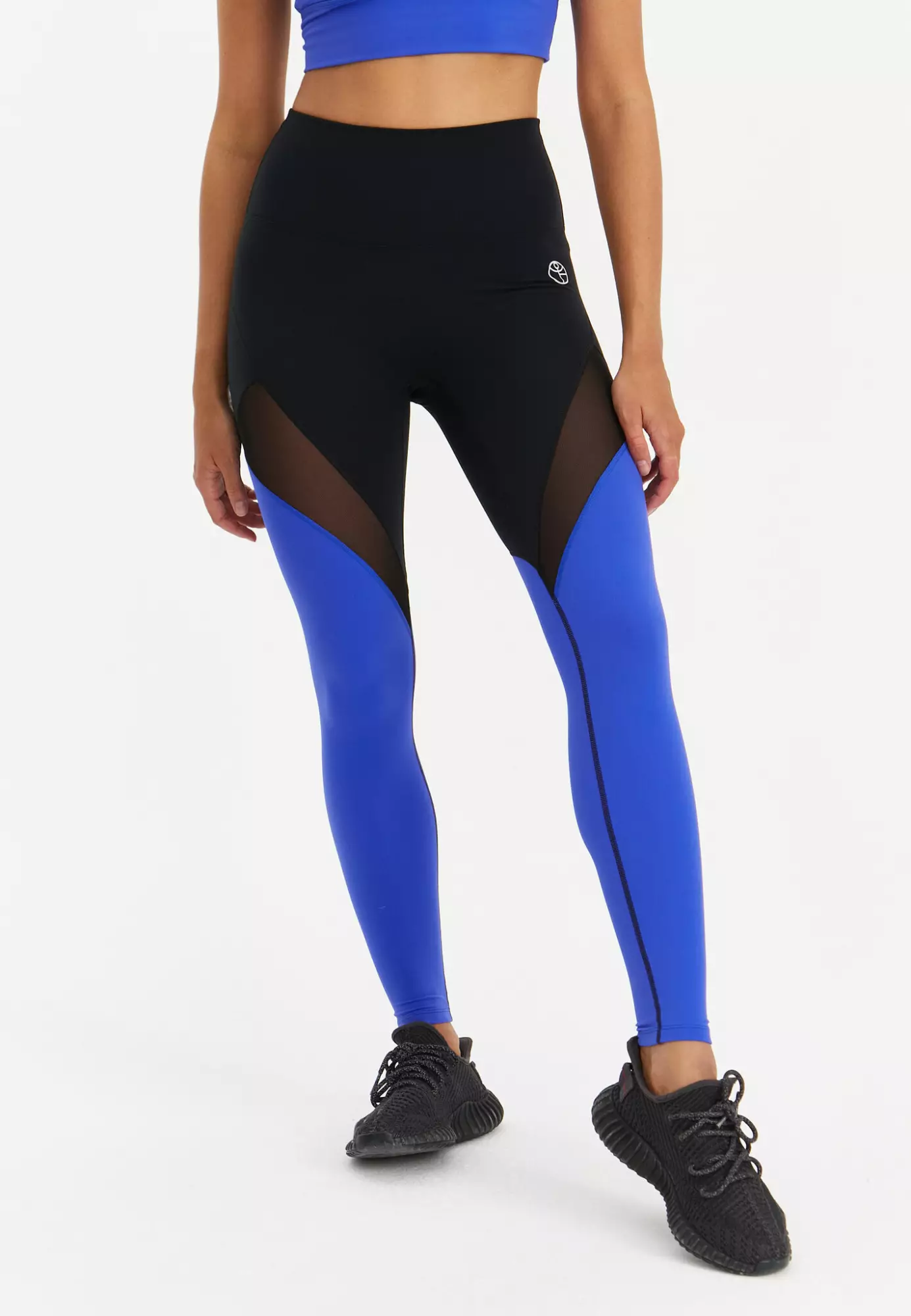 Лосины с сеткой MOTION черные+синий