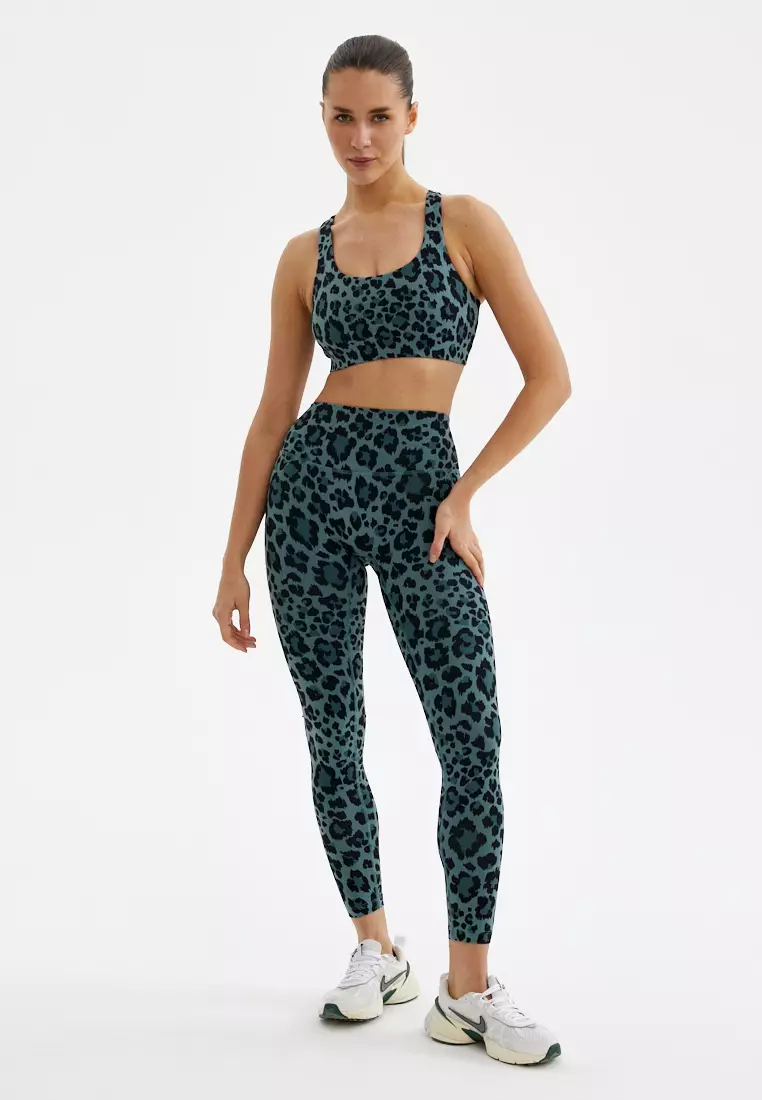 Лосины FAUNA пыльно-зеленый леопард