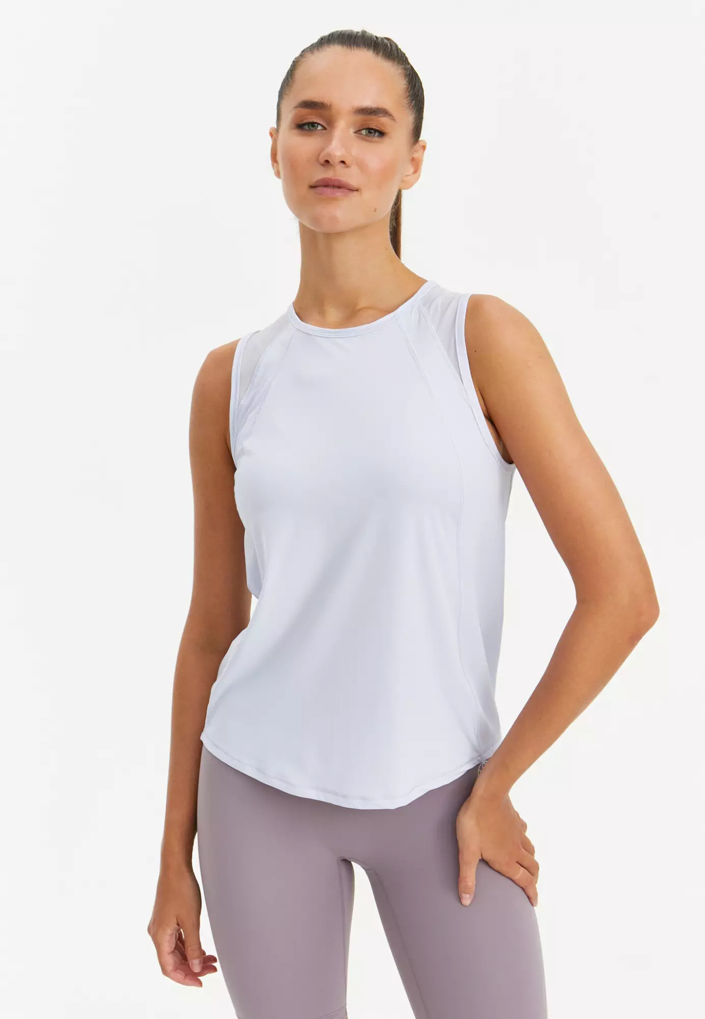 Удлиненная майка с сеткой ACTIVE небесно-голубая