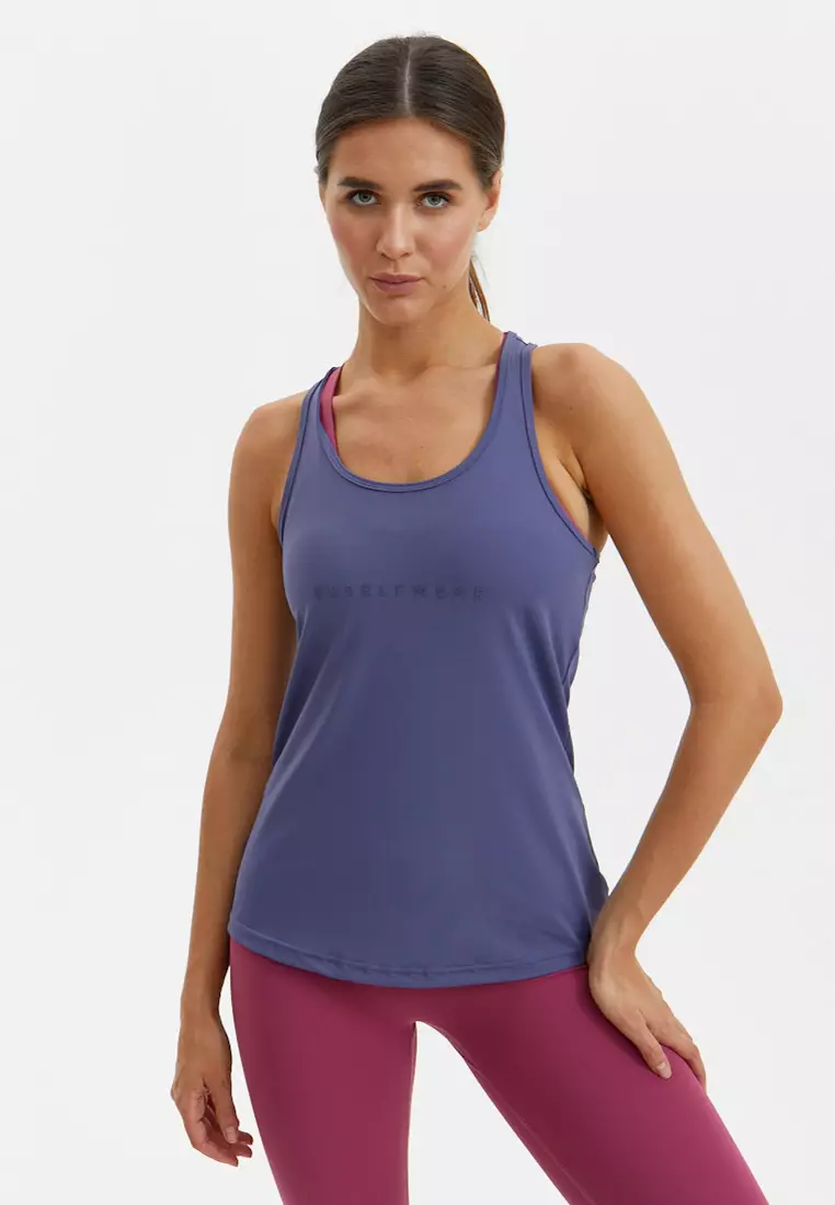 Удлиненная майка SATIN BASE фиолетово-серая