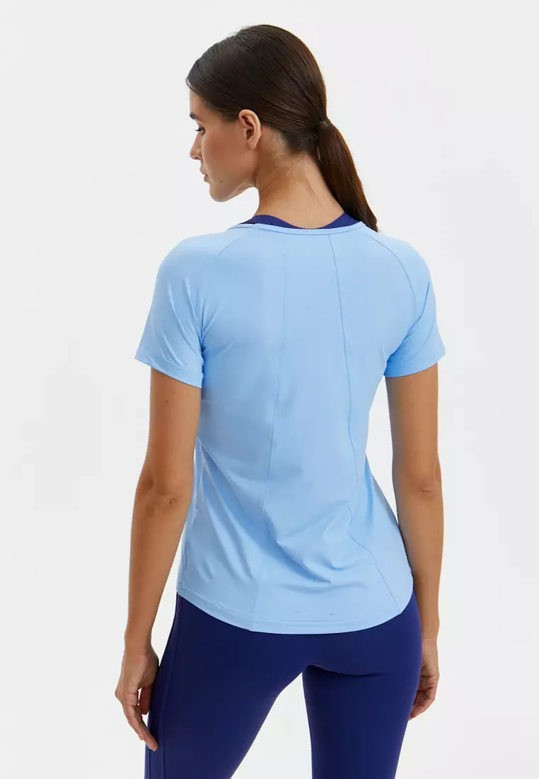 Удлиненная футболка SATIN BASE голубая