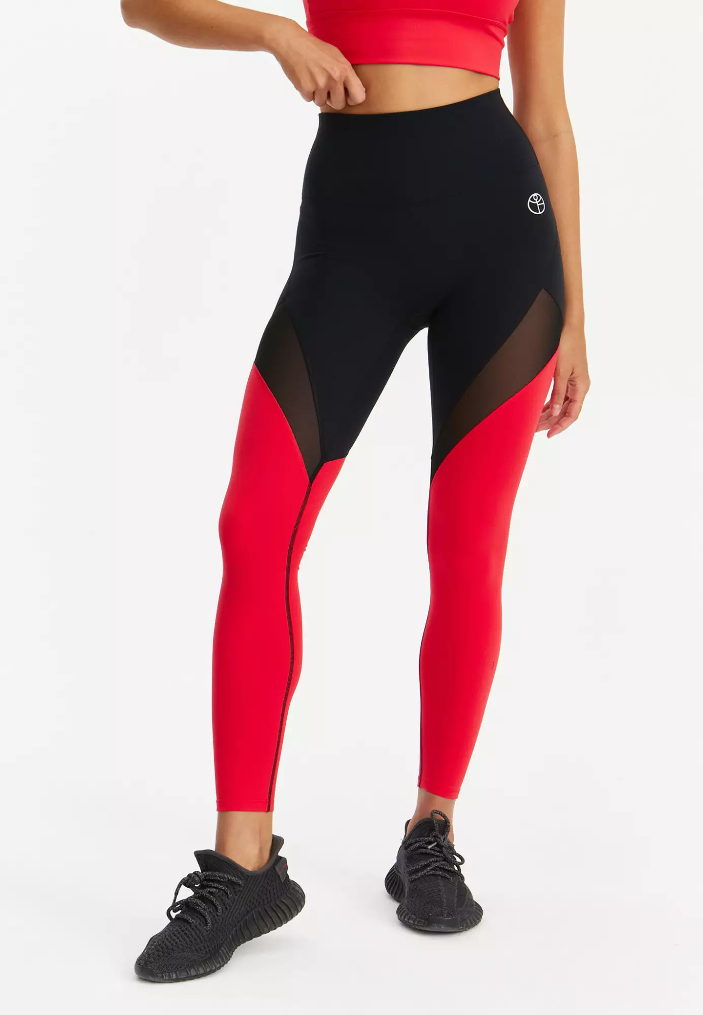 Лосины с сеткой MOTION черный+красный