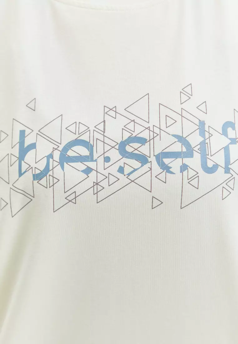 Футболка с геометрическим принтом BeSelf экрю