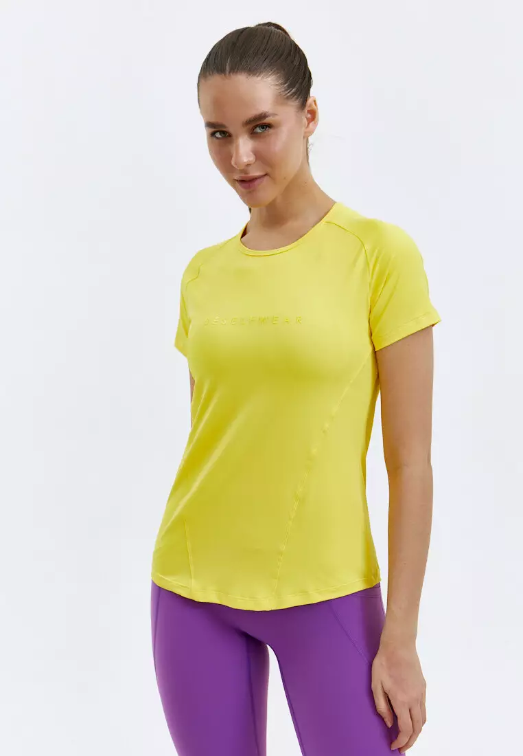 Удлиненная футболка SATIN BASE желтая