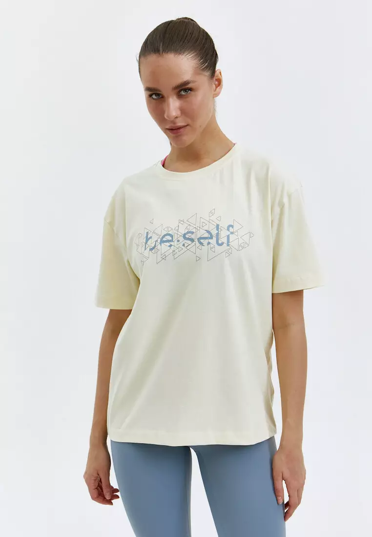 Футболка с геометрическим принтом BeSelf экрю