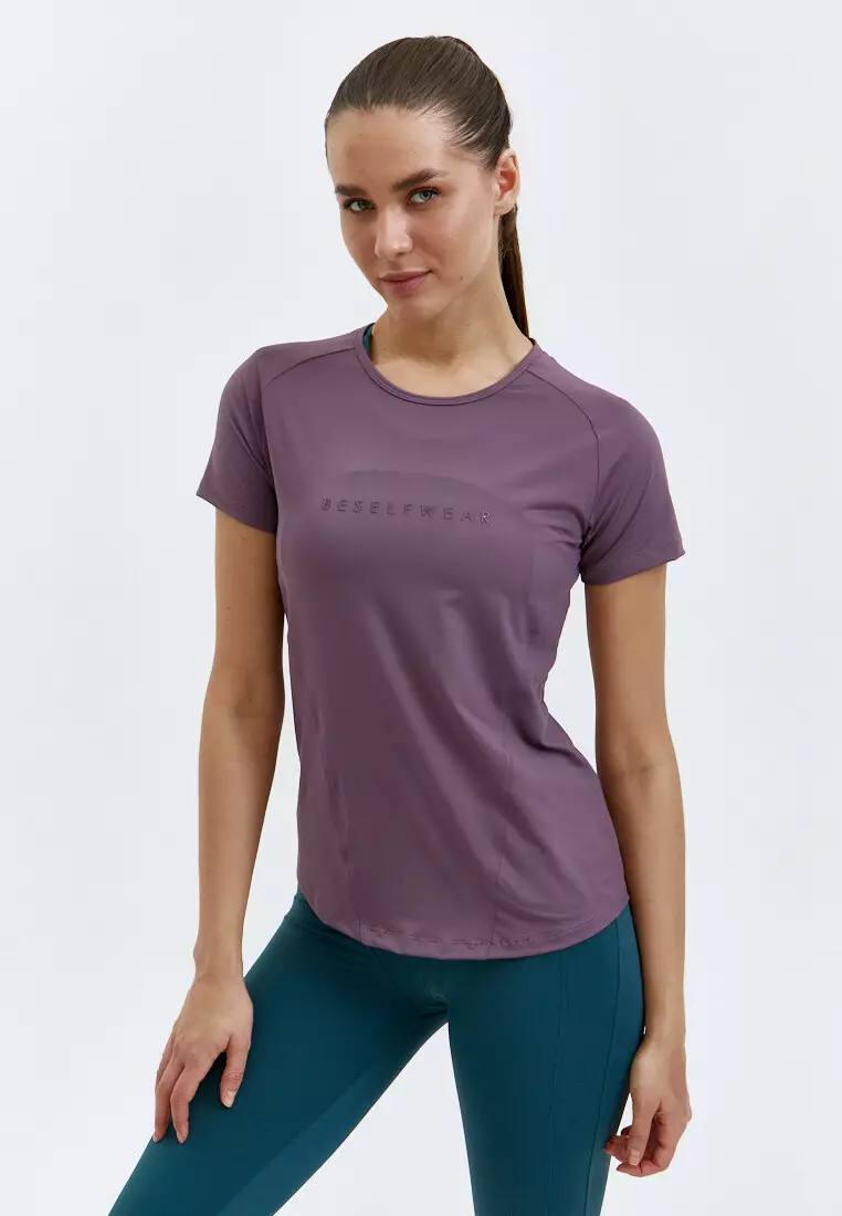 Удлиненная футболка SATIN BASE сливовая