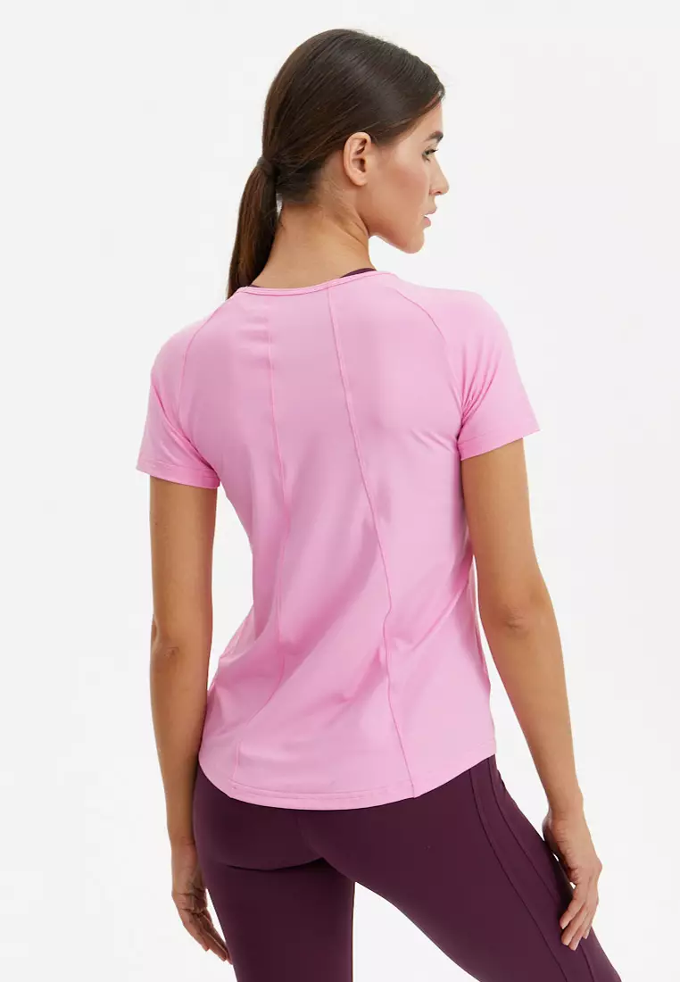 Удлиненная футболка SATIN BASE розовая