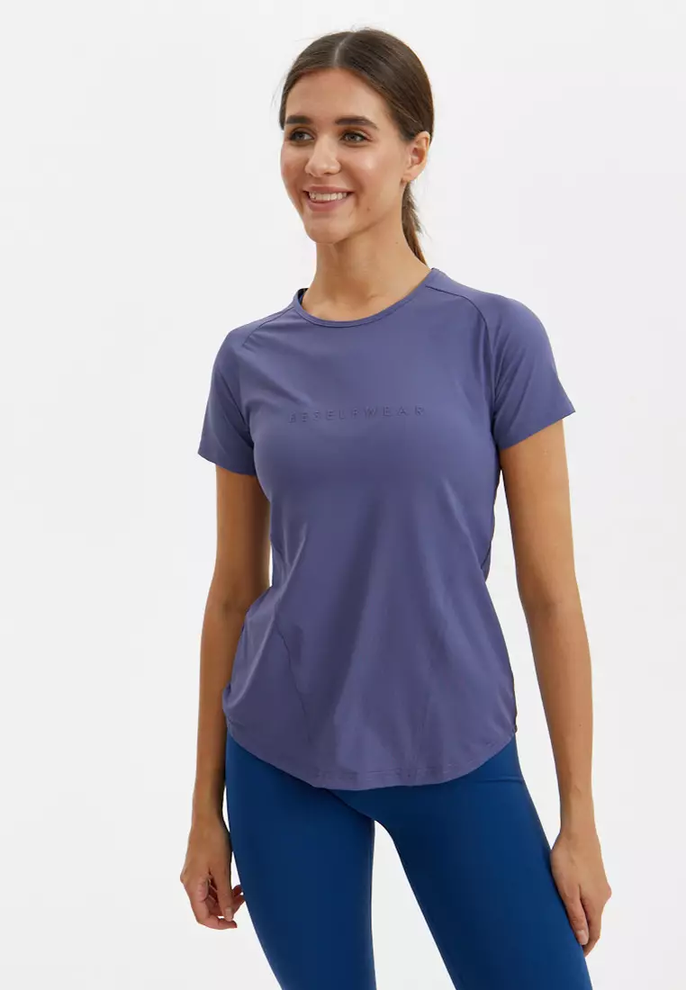 Удлиненная футболка SATIN BASE фиолетово-серая