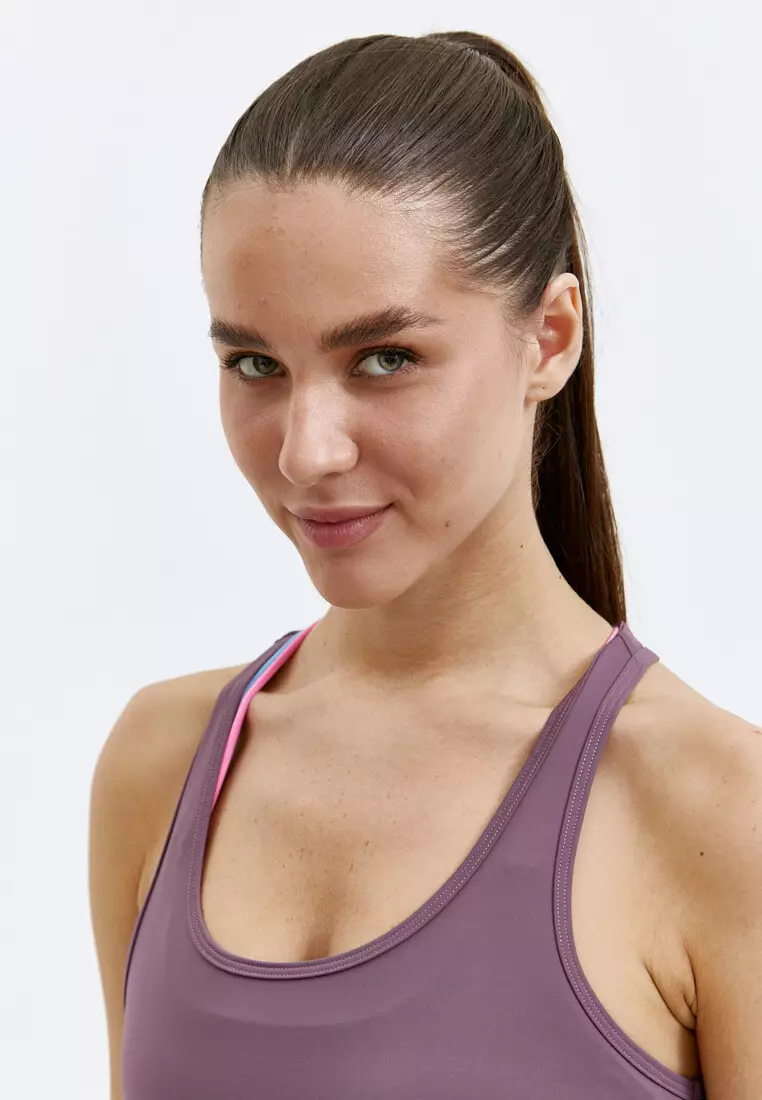 Удлиненная майка SATIN BASE сливовая