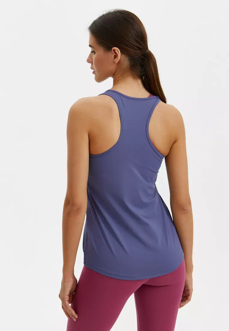 Удлиненная майка SATIN BASE фиолетово-серая