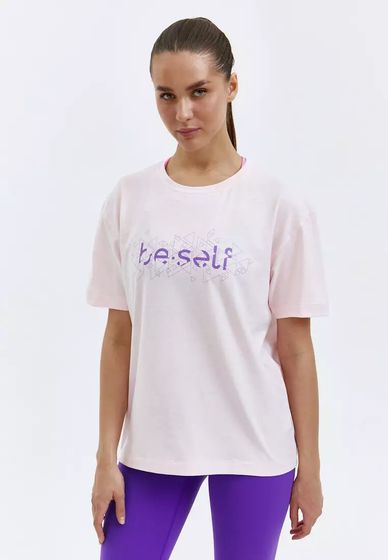 Футболка с геометрическим принтом BeSelf розовая