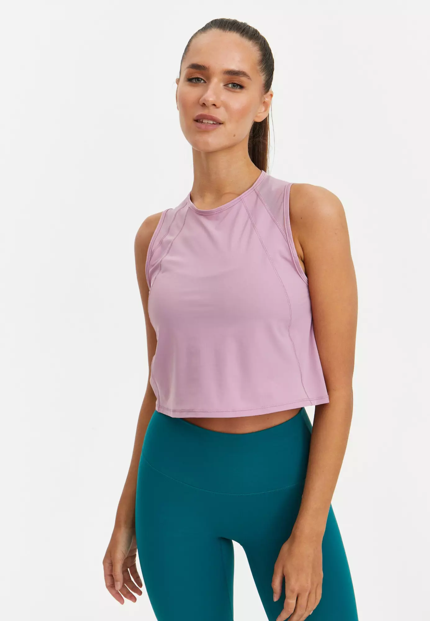 Укороченная майка с сеткой ACTIVE пыльно-розовая