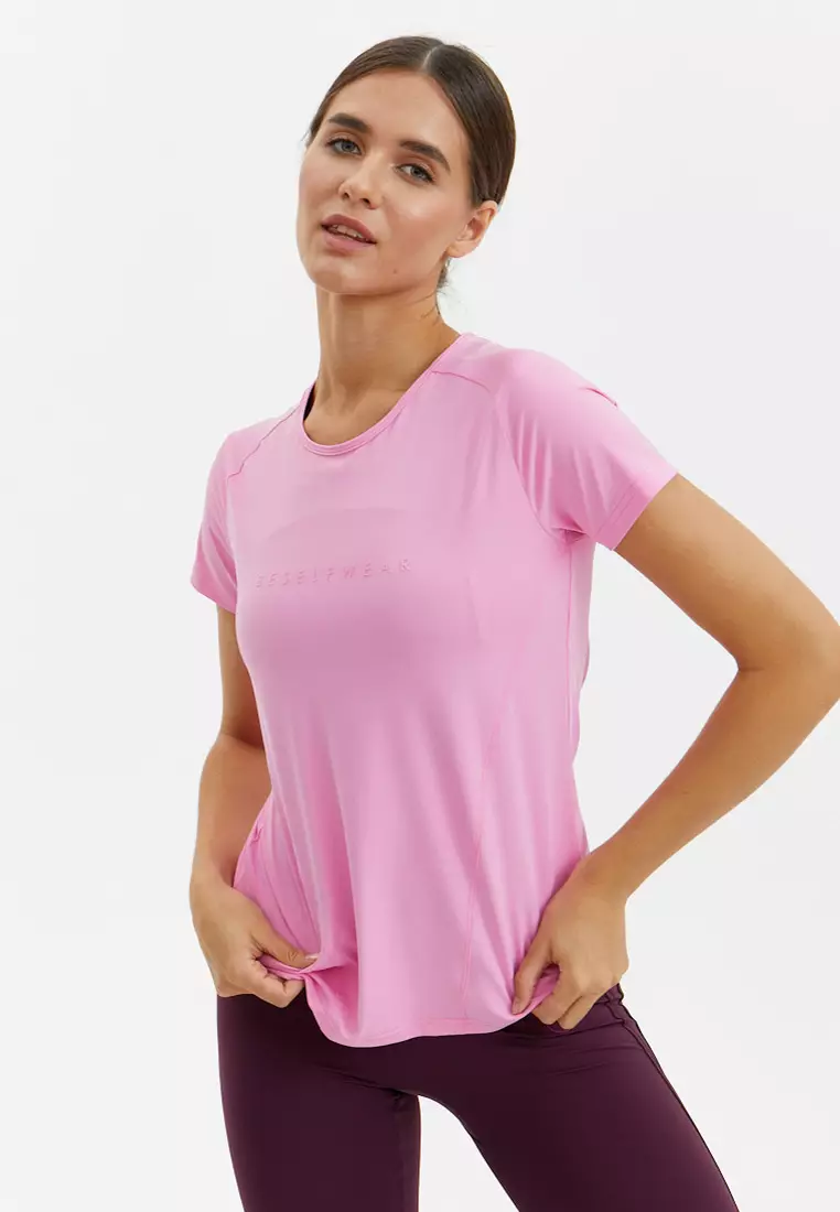 Удлиненная футболка SATIN BASE розовая