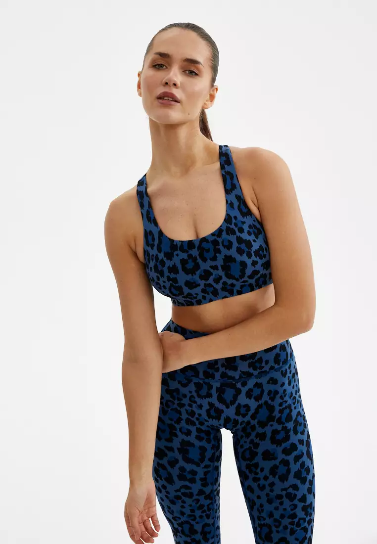 Топ-бра FAUNA пыльно-синий леопард 