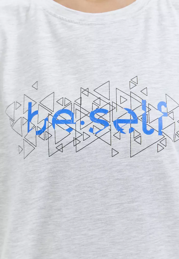 Футболка с геометрическим принтом BeSelf серая