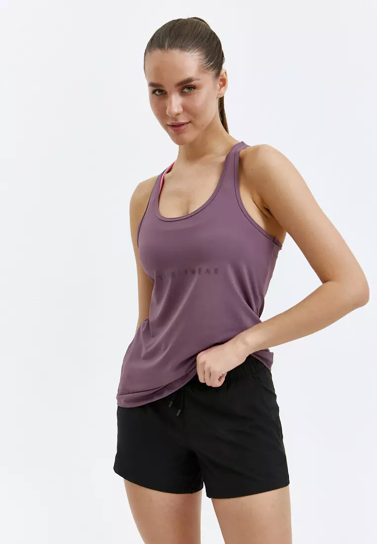 Удлиненная майка SATIN BASE сливовая