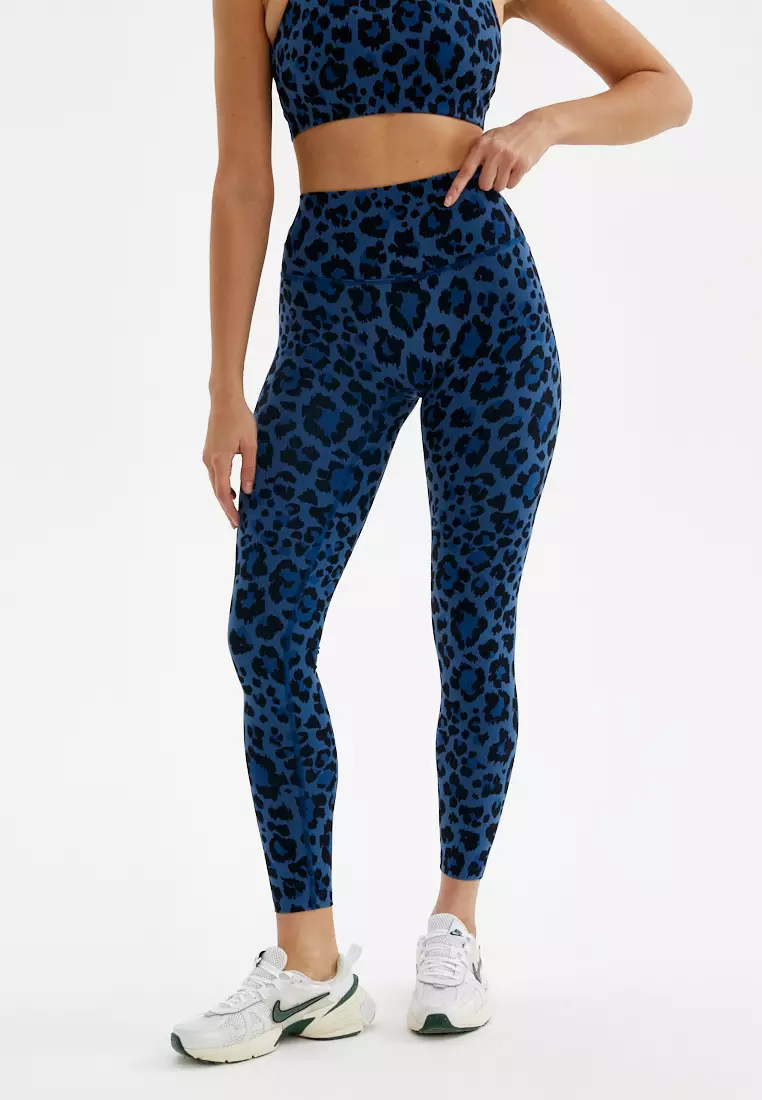 Лосины FAUNA пыльно-синий леопард