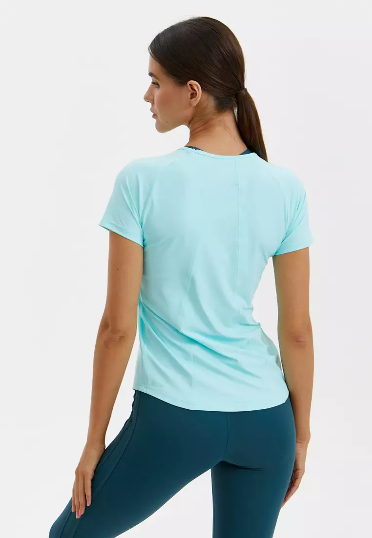 Удлиненная футболка SATIN BASE светло-бирюзовая