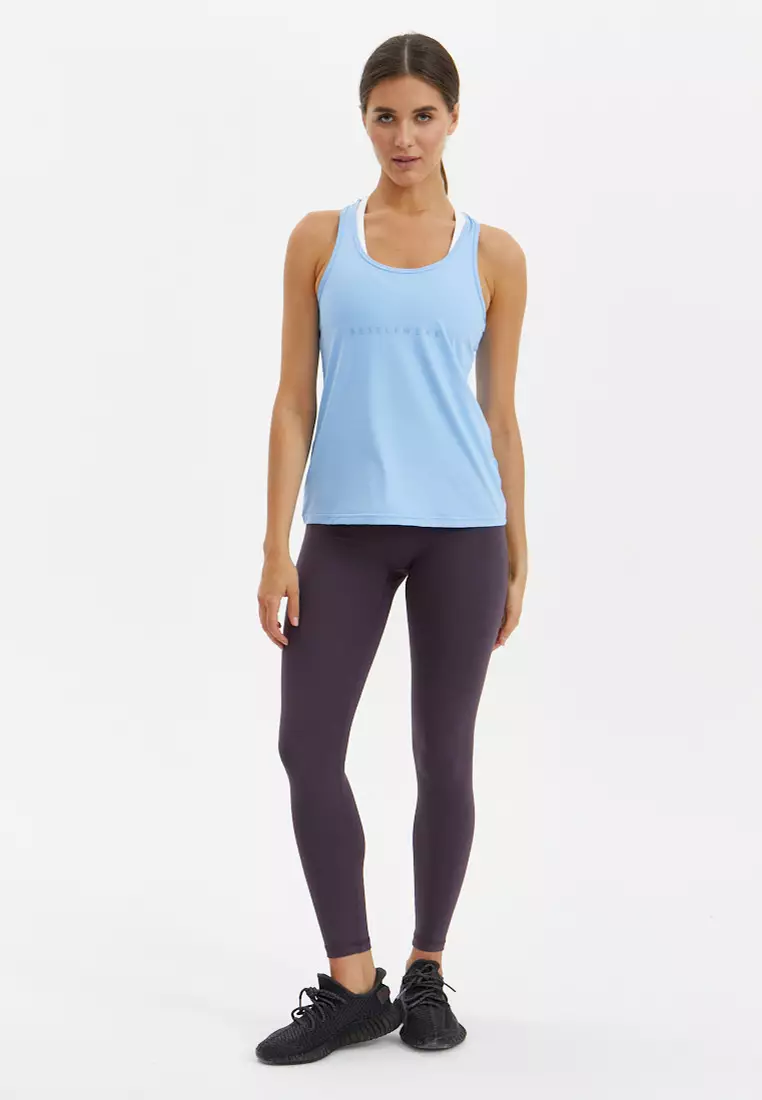 Удлиненная майка SATIN BASE голубая