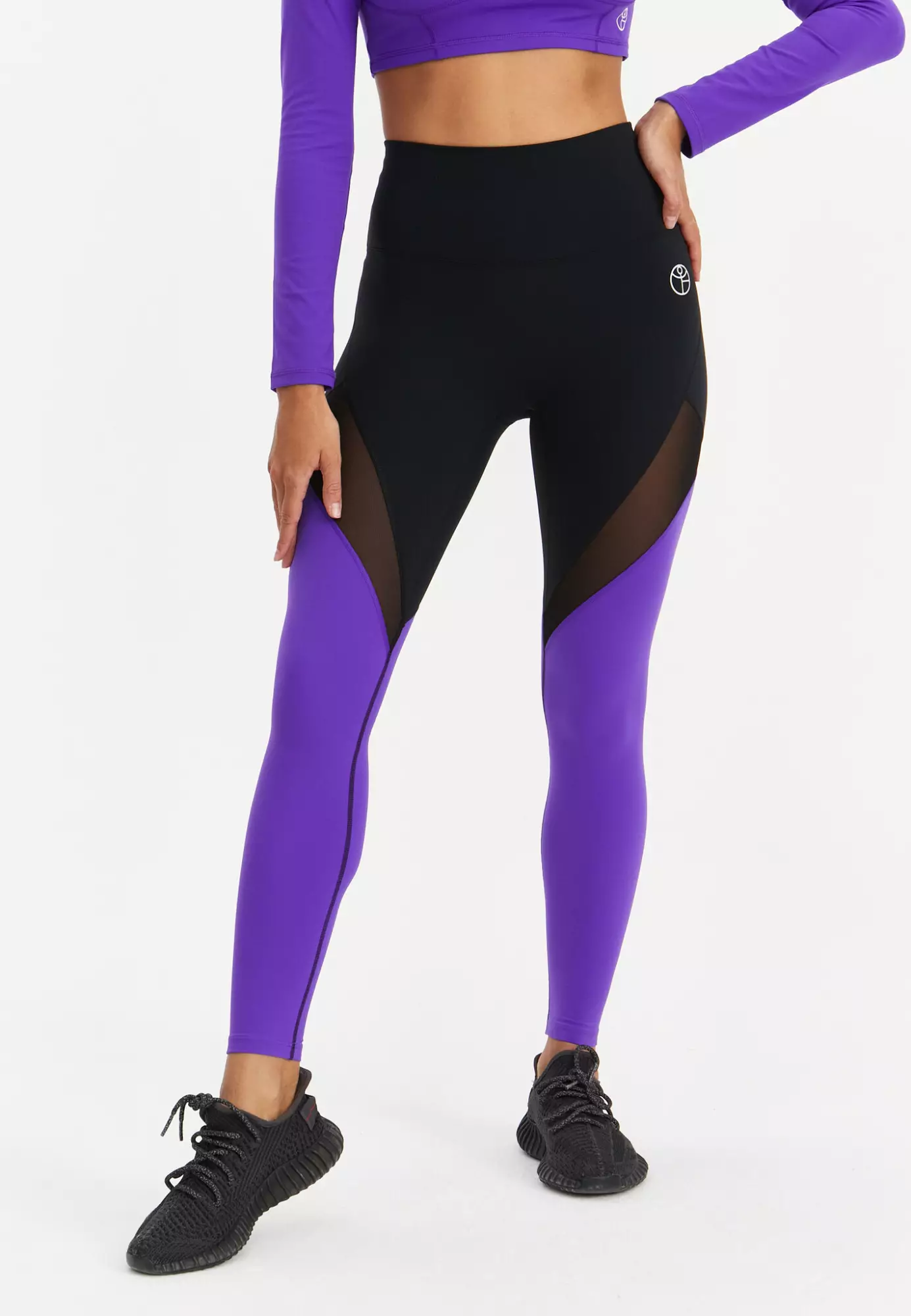 Лосины с сеткой MOTION черный+ультрафиолетовый