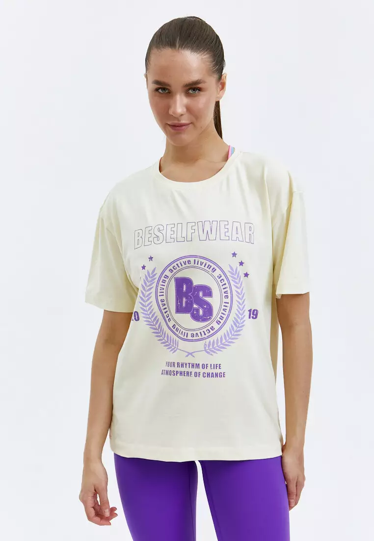 Футболка BSWR экрю с принтом